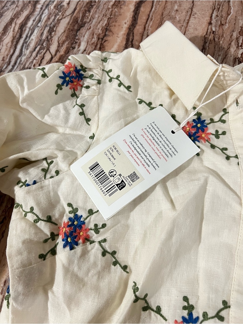 Sezane Cream Midi Dress with Delicate Floral Grid - Picture 3 of 3